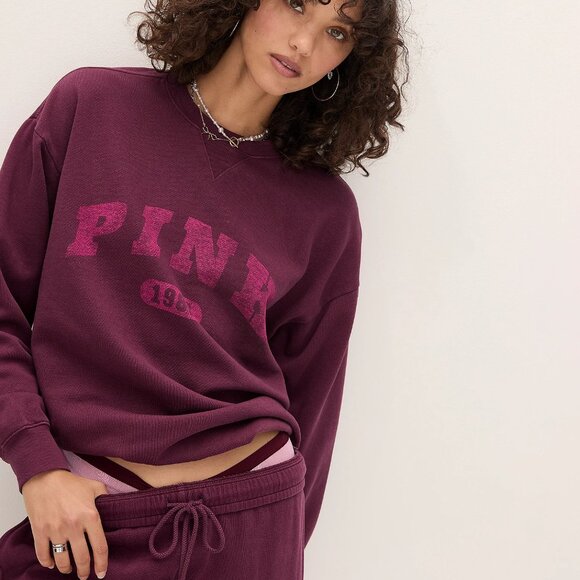 Pink Ivy Fleec Oversized Crew Sweatshirt M NWT - Picture 2 of 4
